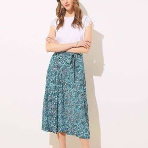 NWT LOFT Wildflower Tie Waist Midi Skirt Size 4